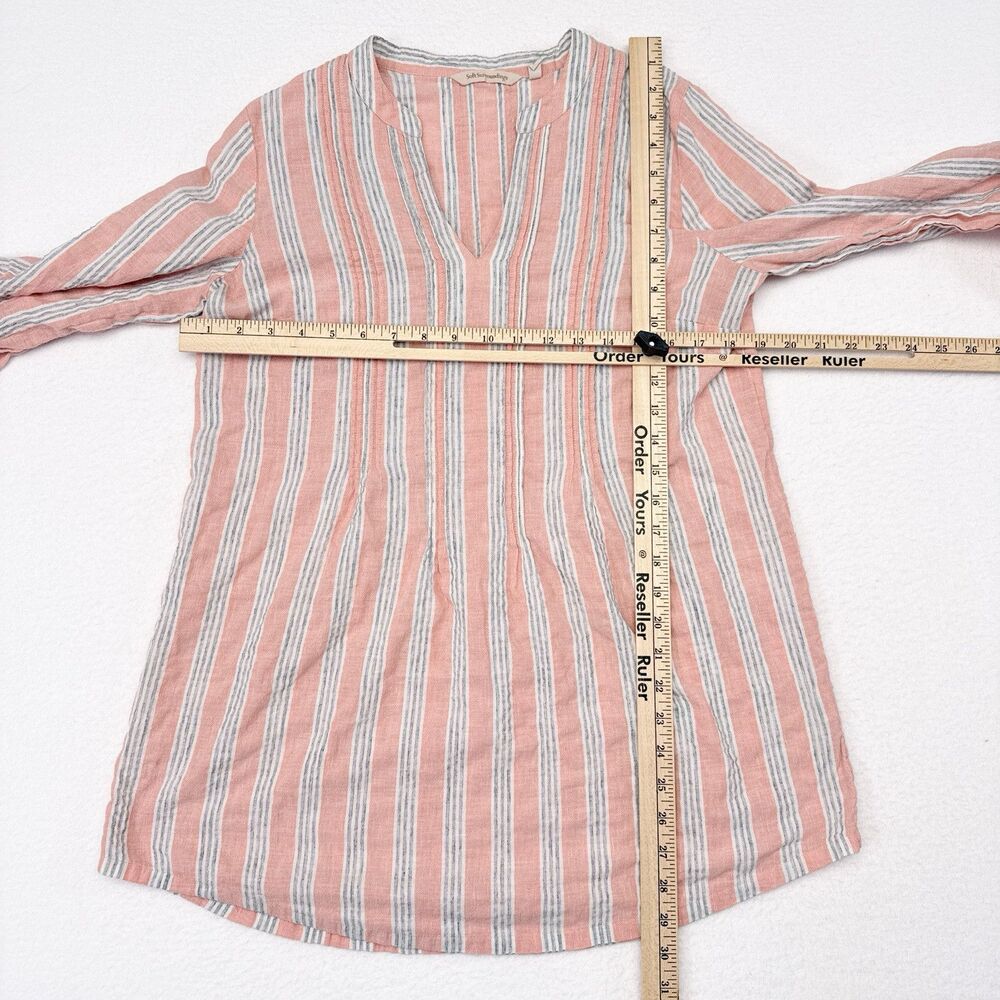 Soft Surroundings‎ Tunic Top Size Medium Pink Striped Lagenlook Mature Coastal - Picture 5 of 7